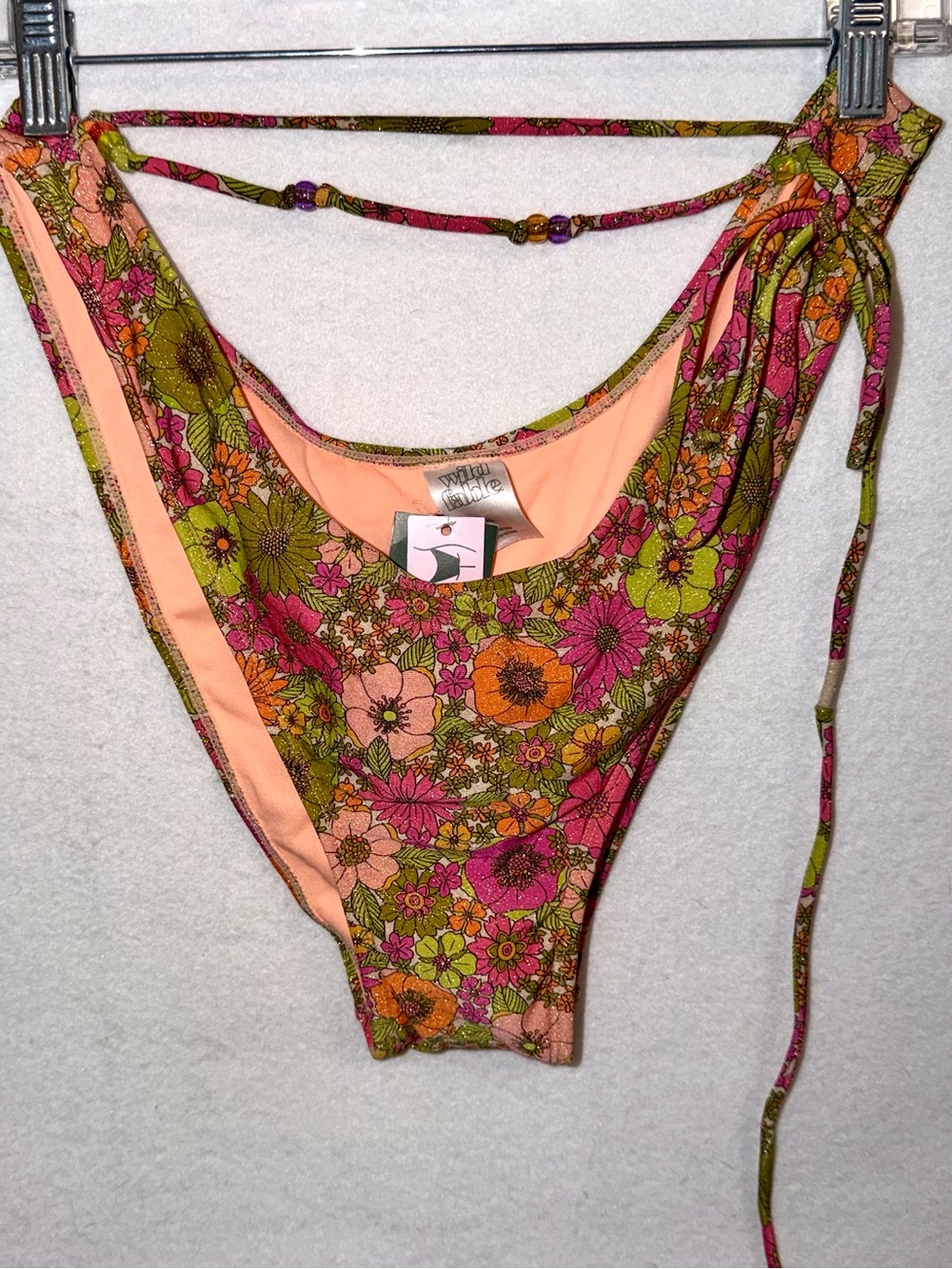 NWT wild fable Floral Tie-Side Bikini Bottoms in Pink, Orange & Green